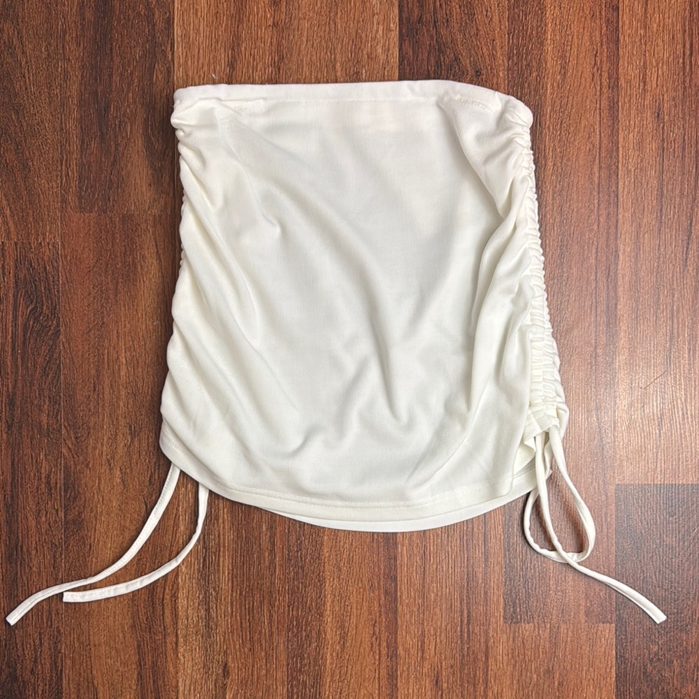 White Ruched Mini Skirt